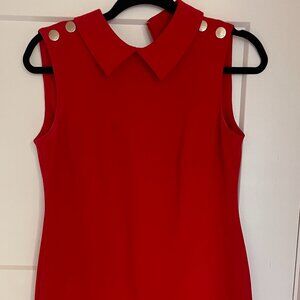 Tommy Hilfiger Collar Red Dress with Gold-tone signature snaps